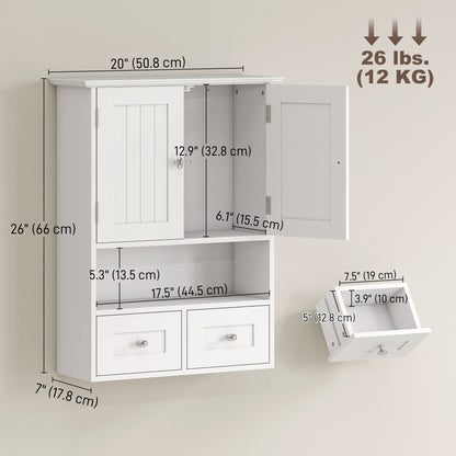 Wall Cabinet Bathroom with Drawers and Open Shelf