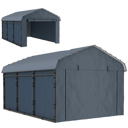 Heavy duty metal carport with removable sidewalls