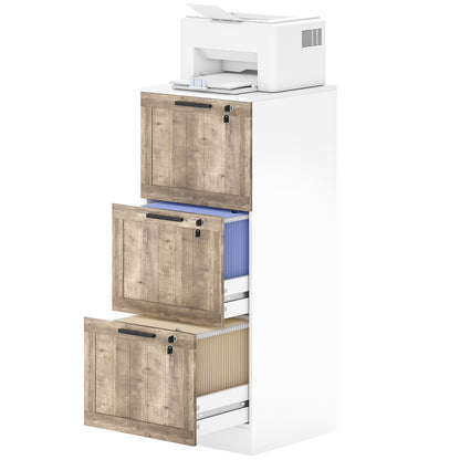 3-Drawer Farmhouse Filing Cabinet with Lock