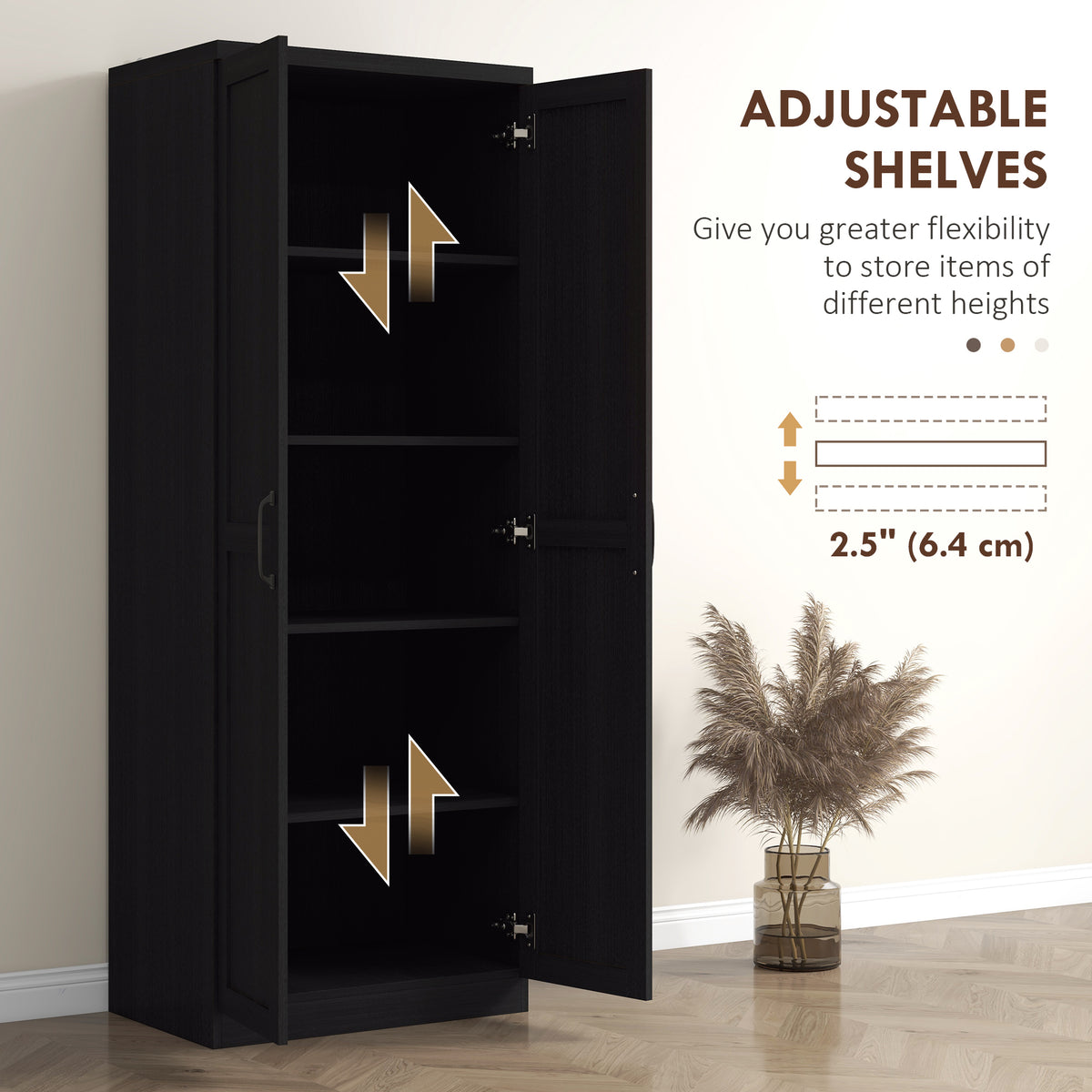 5-Tier Kitchen Pantry Cabinet with Doors