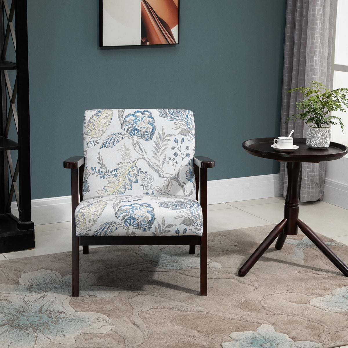 Accent Chair Mid-Century Modern Retro Fabric with Armrests