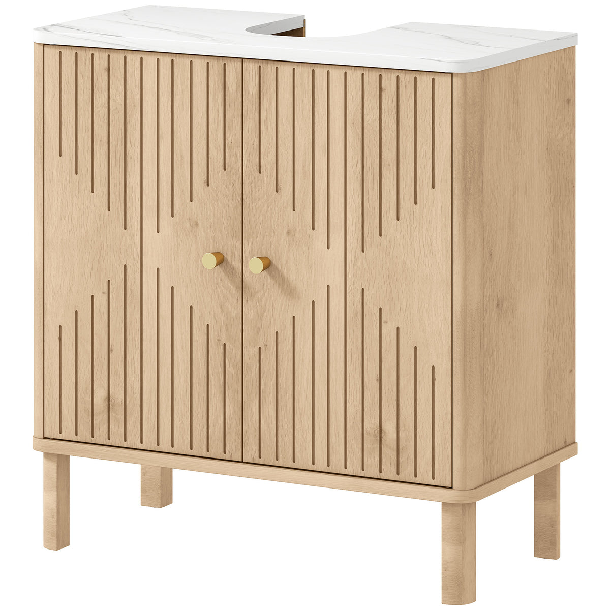 Meuble-lavabo sur pied avec portes rainurées — photo 2