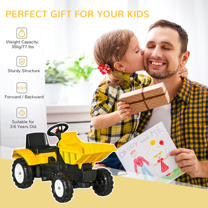 Kids Pedal Ride-On Tractor with Manual Bucket