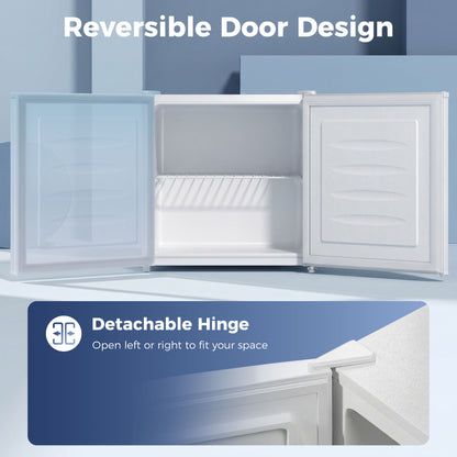 Compact upright freezer 1.1 cu ft with reversible door