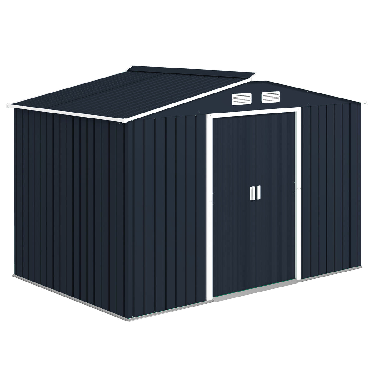 Metal Garden Storage Shed 9.1'x6.4' with Foundation Kit
