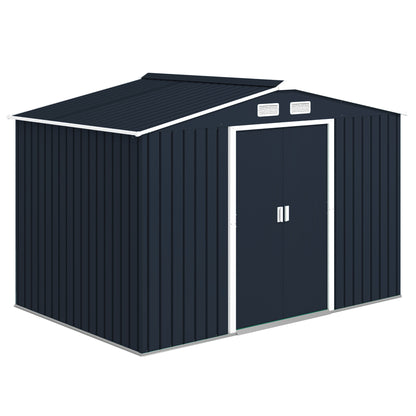 Metal Garden Storage Shed 9.1'x6.4' with Foundation Kit