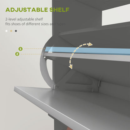 Slim Shoe Cabinet 2 Flip Drawers Adjustable Shelves 8 Pairs