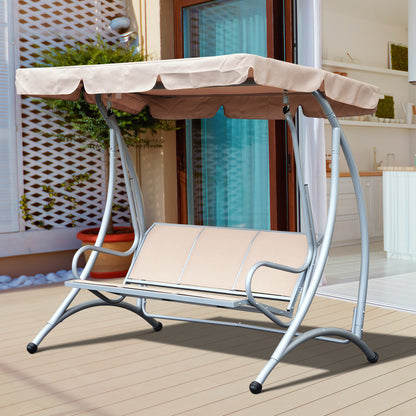 3-Person Patio Swing with Adjustable Canopy