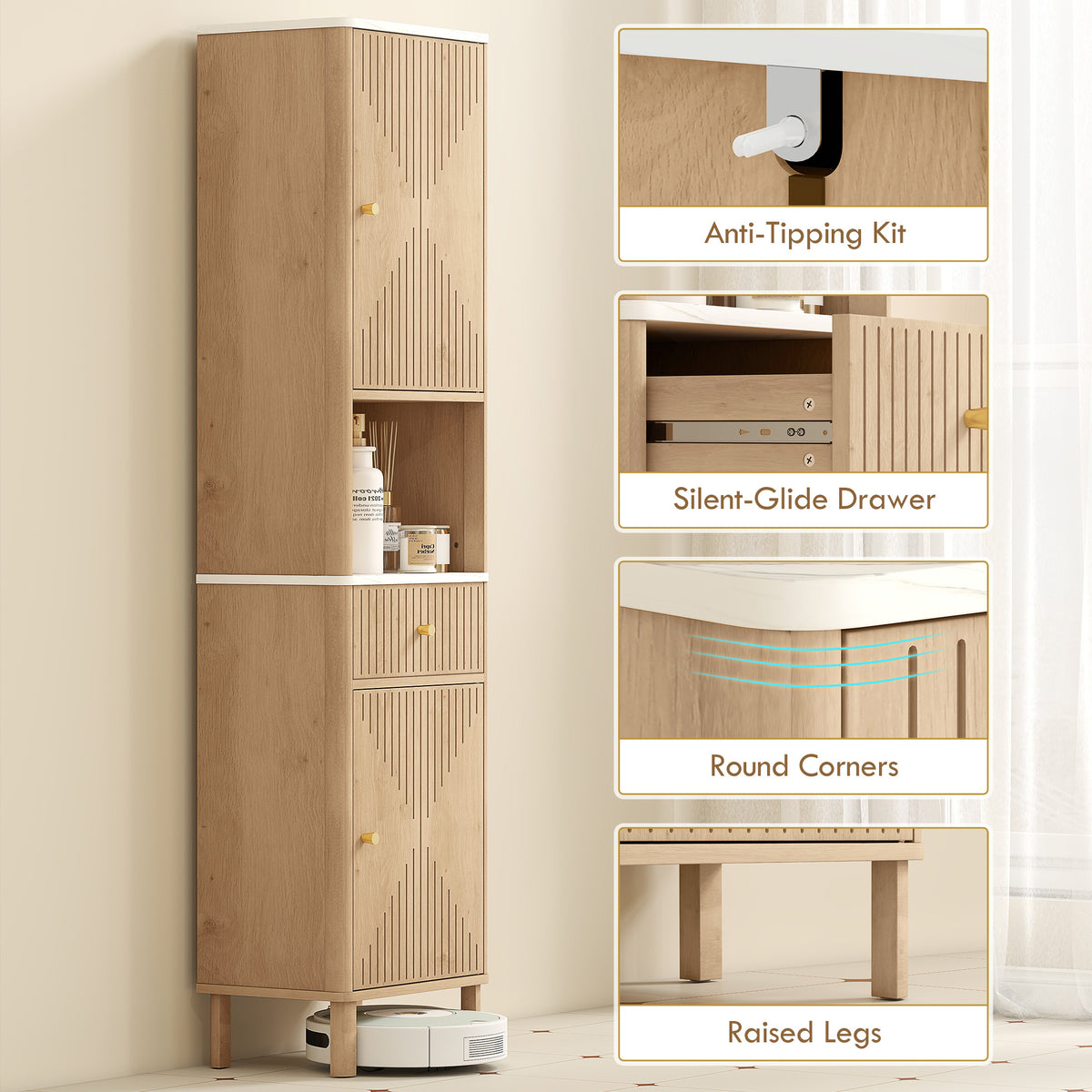Bathroom Cabinet 66" Tall — Oak