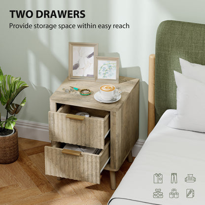Fluted Drawer Nightstands Set — Set of 2