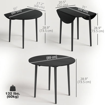 Folding dining table round drop leaf expandable