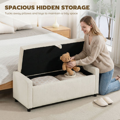 Upholstered Corduroy Storage Ottoman Bench