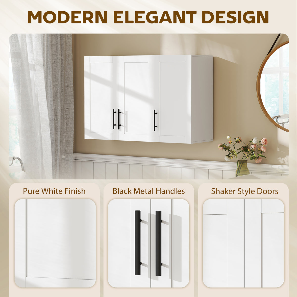 Wall-Mounted Bathroom Cabinet 3-Door White