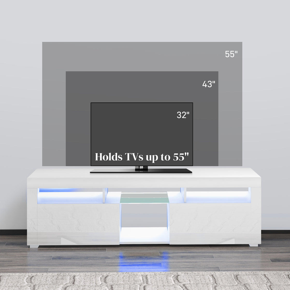 Mueble de TV moderno con luces LED y almacenamiento