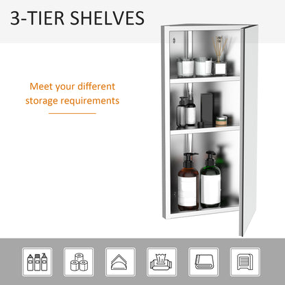 Wall mounted stainless steel bathroom corner mirror cabinet