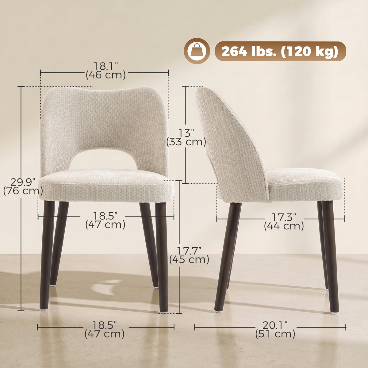 Juego de 4 sillas de comedor tapizadas