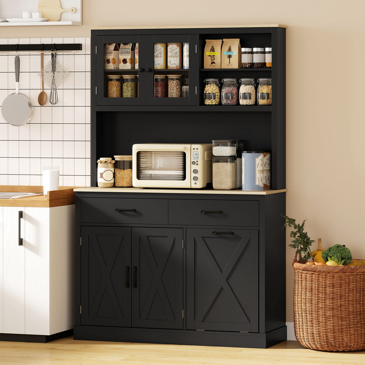 Kitchen pantry cabinet with charging station 26 L