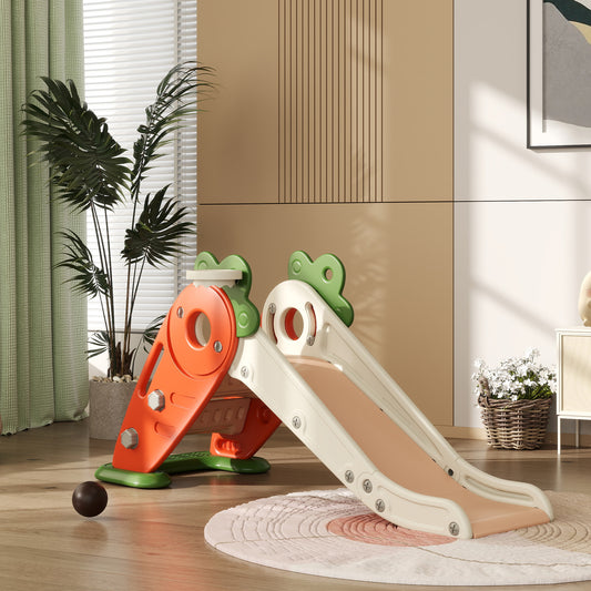 3 in 1 Foldable Toddler Slide with Basketball Hoop