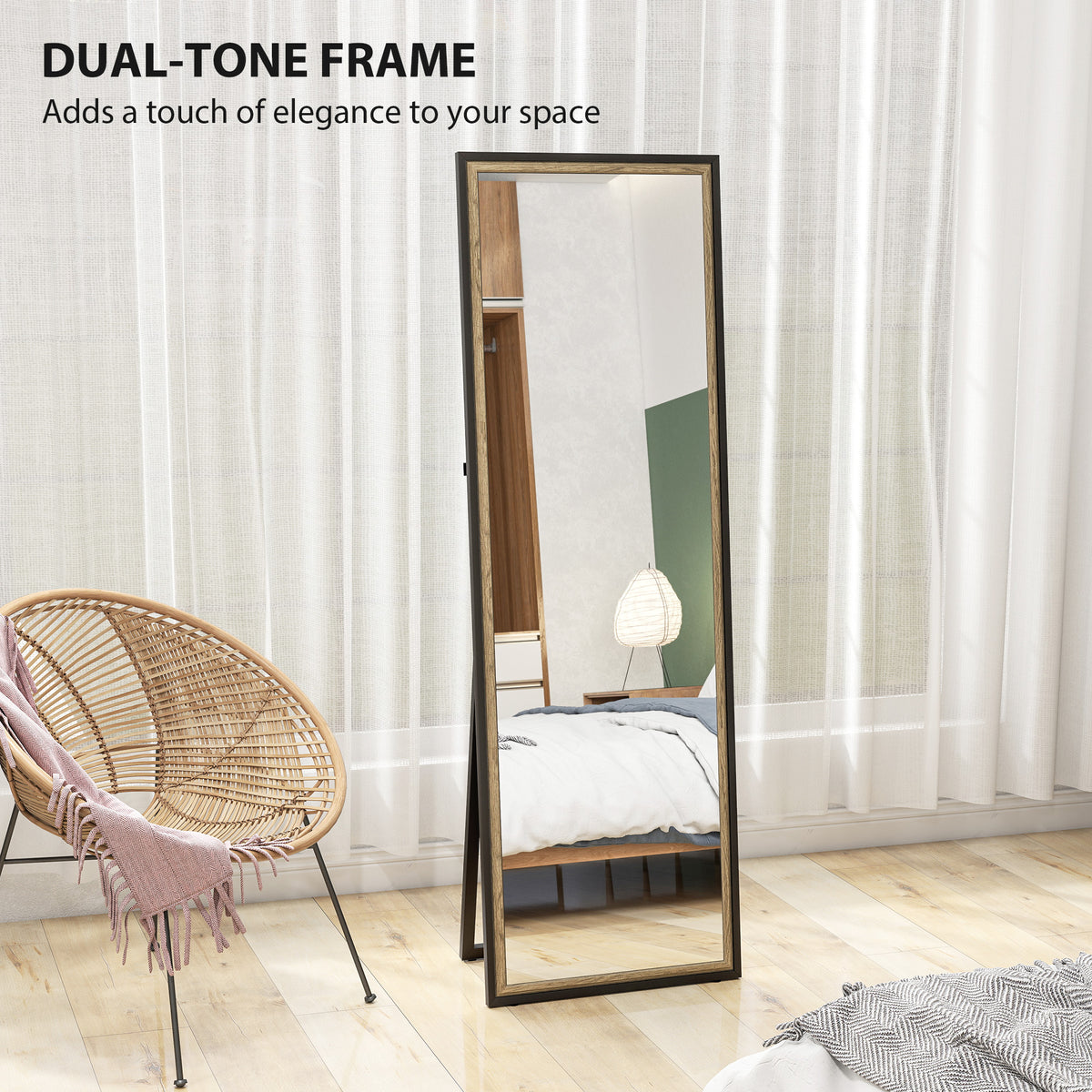Dual-Tone Rectangle Standing Full Length Mirror