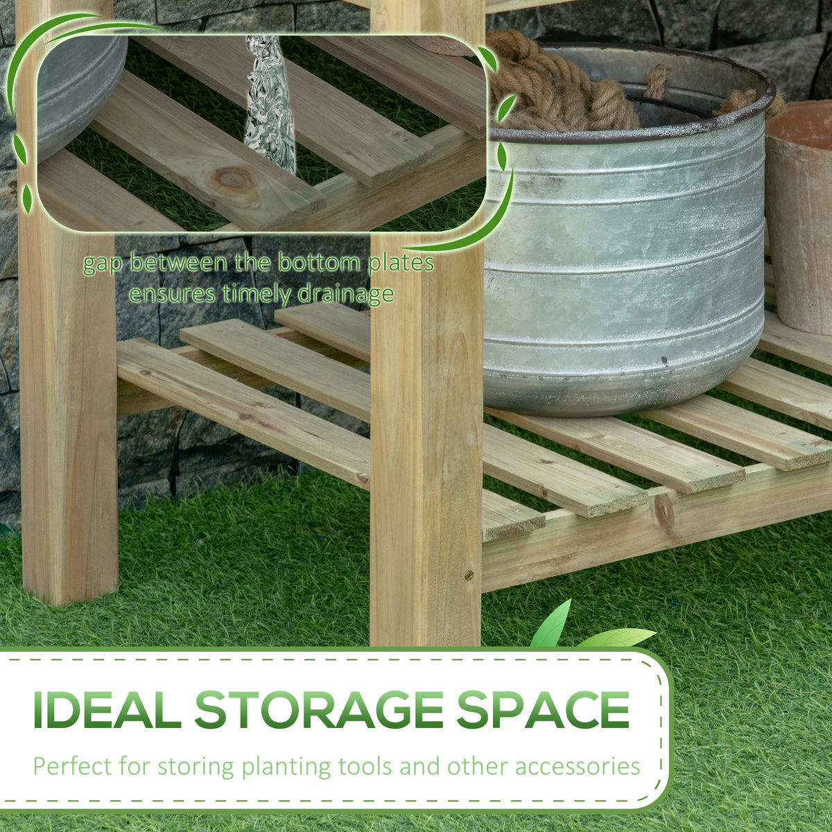 Raised Garden Bed with Storage Shelf 45" x 22"