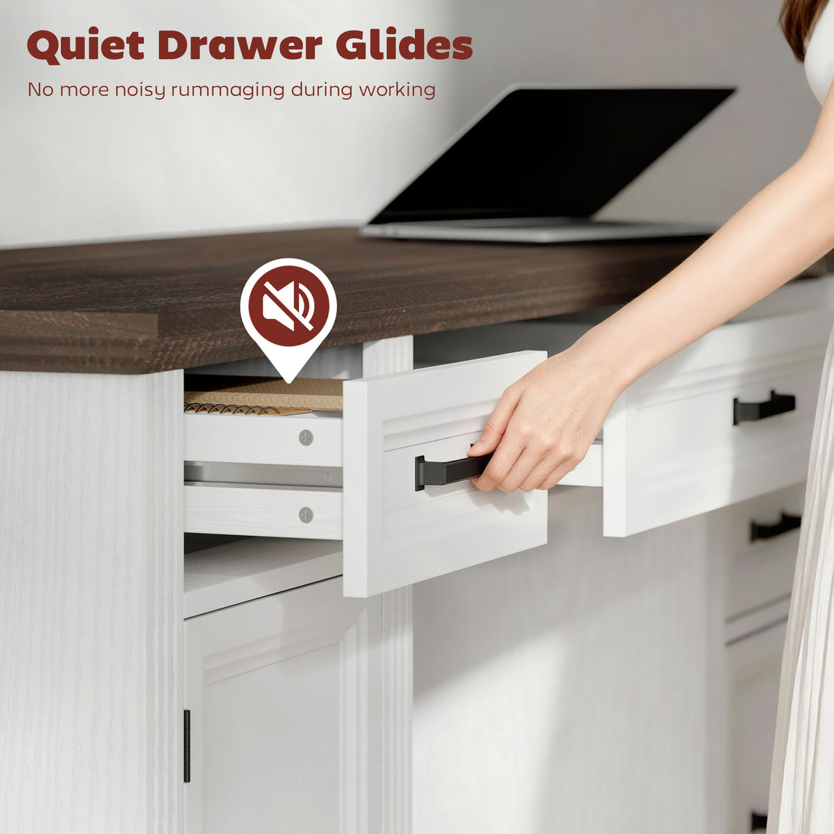 Farmhouse Executive Desk with Soft-Close Drawers