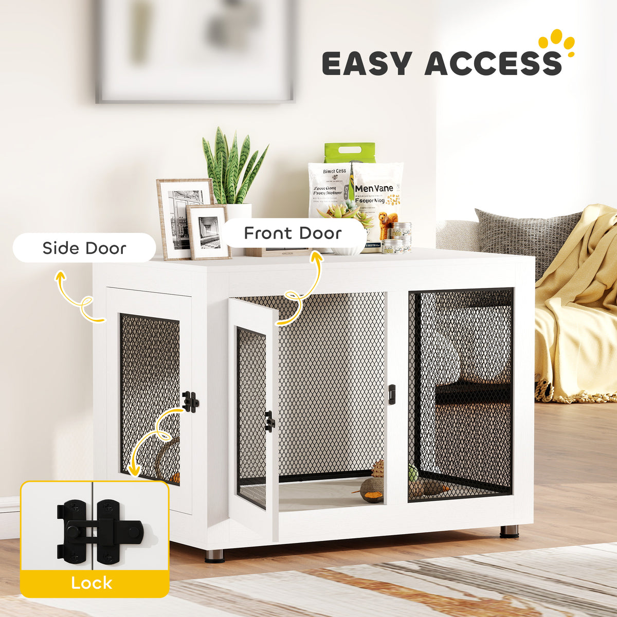 Dog Crate End Table Water-Resistant Cushion