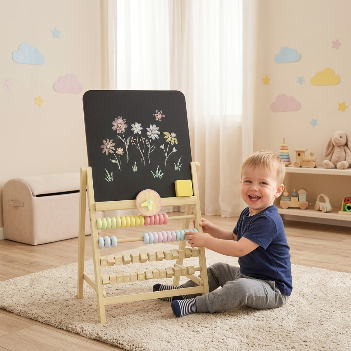 Caballete de arte para niños de madera de doble cara