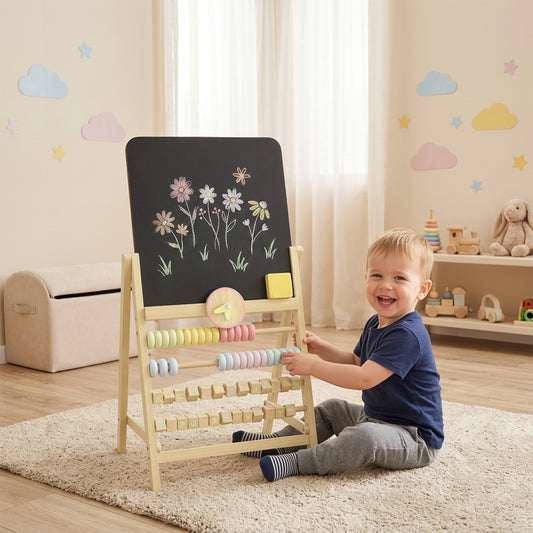 Wooden kids double-sided art easel