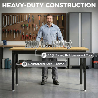 Heavy-Duty Adjustable Workbench 60 in — 2000 lbs Capacity