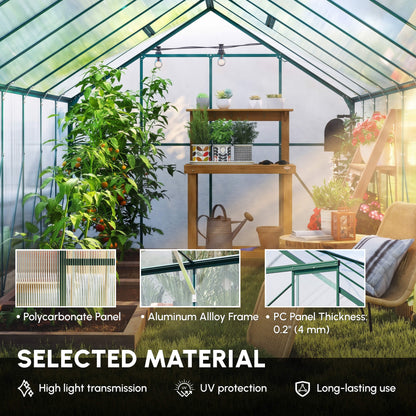 5x2.5m Aluminum Polycarbonate Greenhouse with Sliding Door