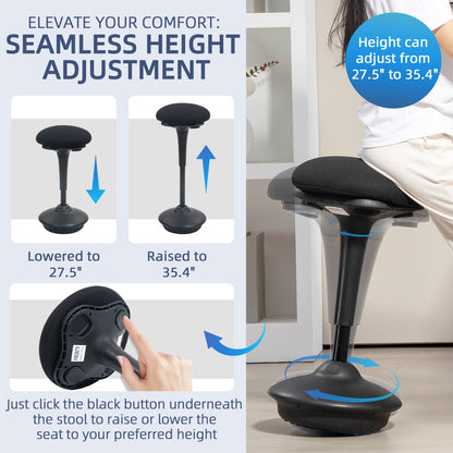 Ergonomic Active Swivel Standing Desk Stool