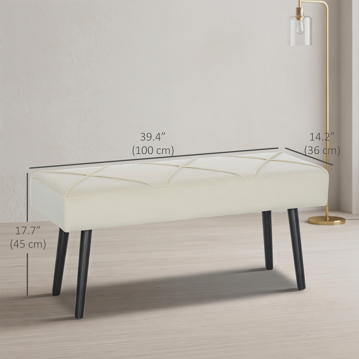 Upholstered Velvet Bedroom Bench — Steel Legs