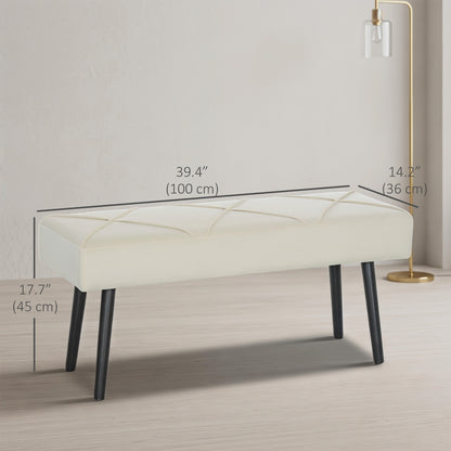 Upholstered Velvet Bedroom Bench — Steel Legs