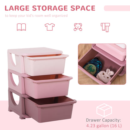 3-Tier Kids Toy Organizer with Plastic Drawers