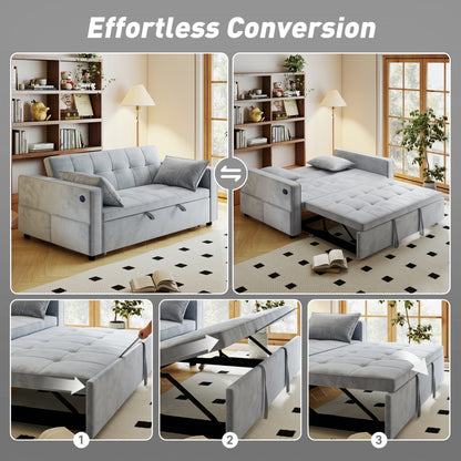 Convertible 3-in-1 Sofa Bed with USB Charging
