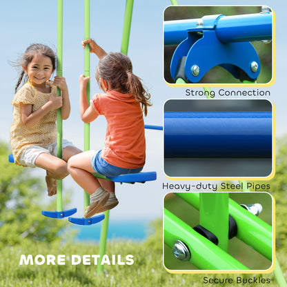 3-in-1 Kids Metal Swing Set with Glider