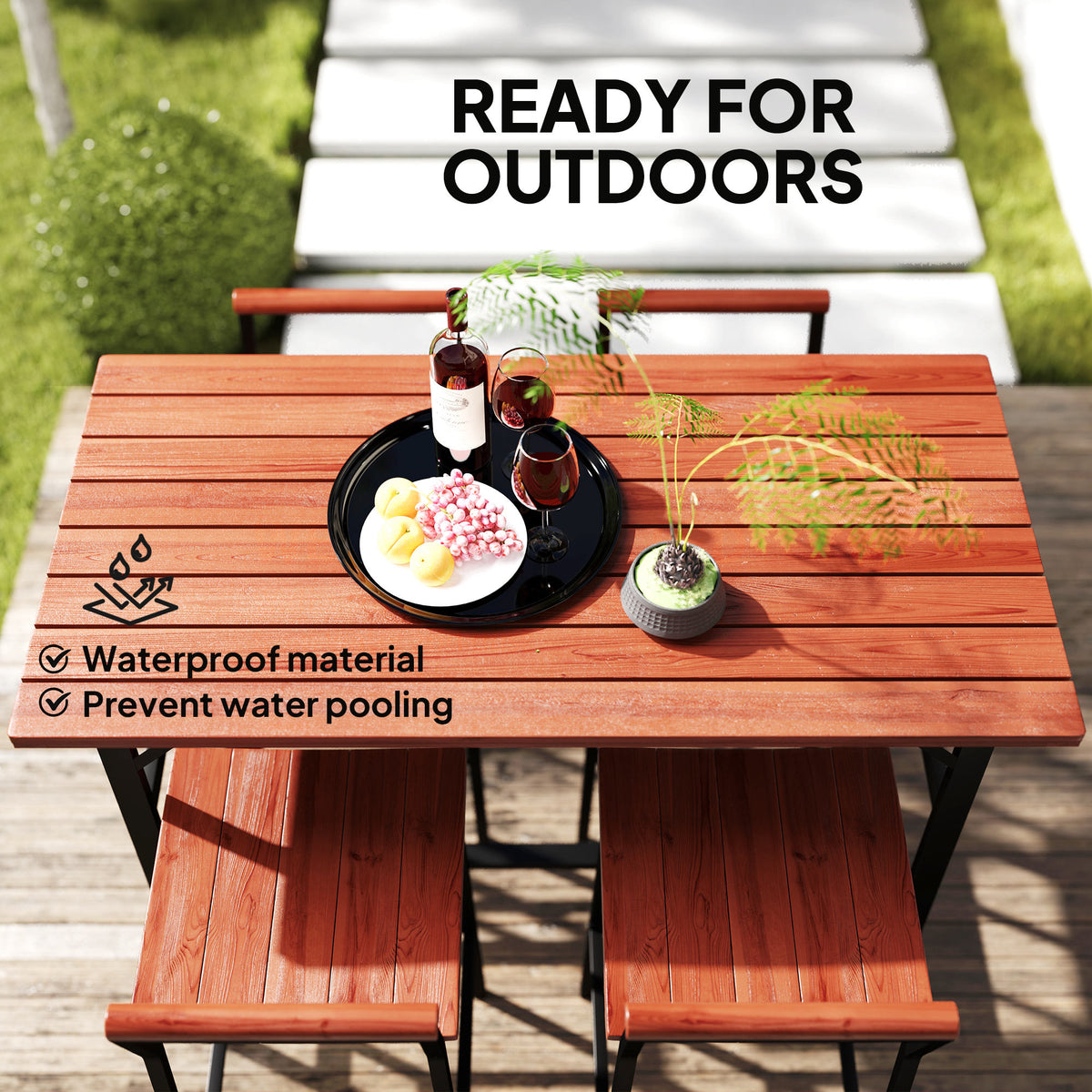 Patio bistro set 5 piece bar height table stools