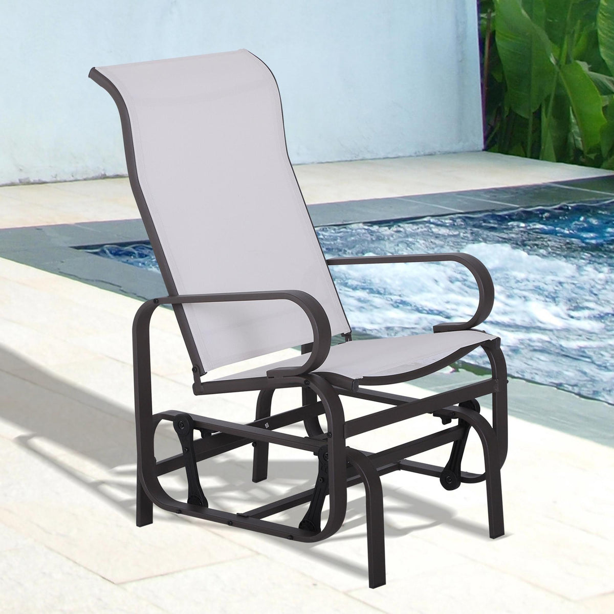 Patio Glider Chair with Breathable Mesh Fabric