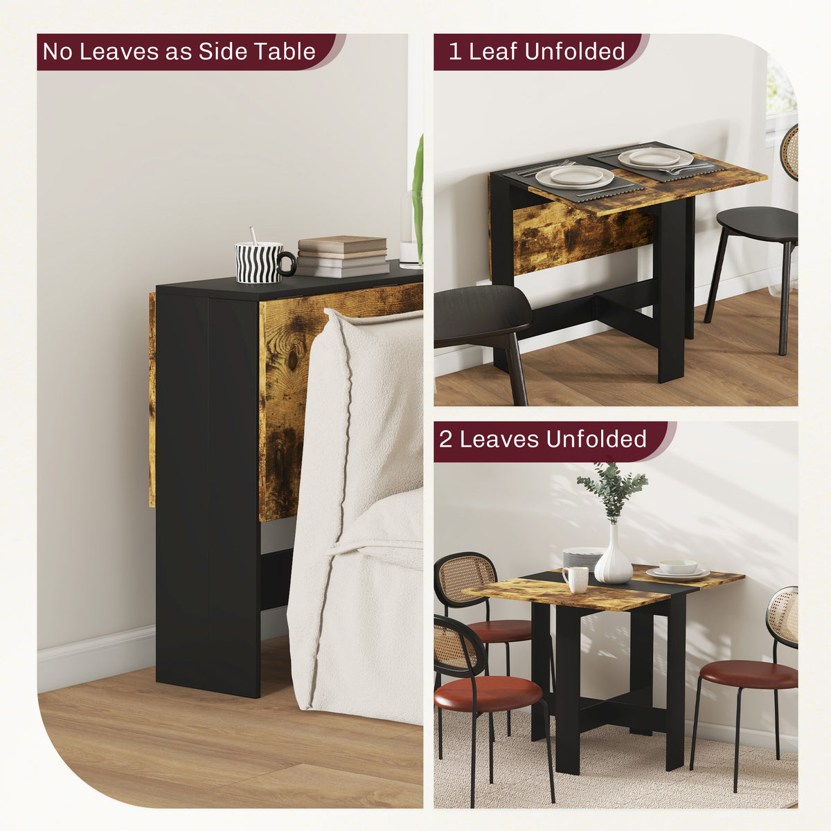 Mesa plegable multiusos con tablero abatible para ahorrar espacio