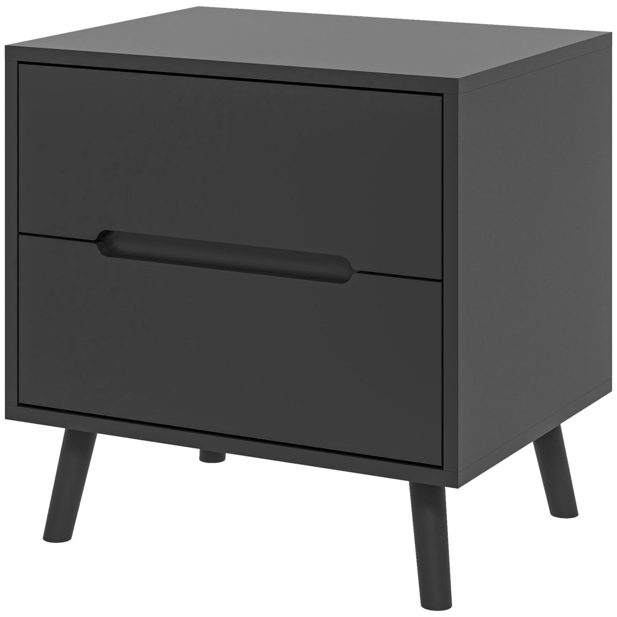 Modern 2-Drawer Nightstand with Wood Legs