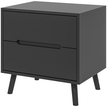 Modern 2-Drawer Nightstand with Wood Legs