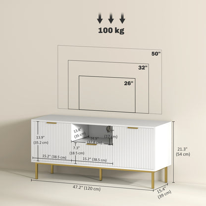 Modern TV Stand with RGB LED Lighting and Storage