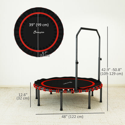 Indoor foldable rebounder mini trampoline with adjustable handle