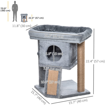 Compact Cat Tower with Perch and Cat House