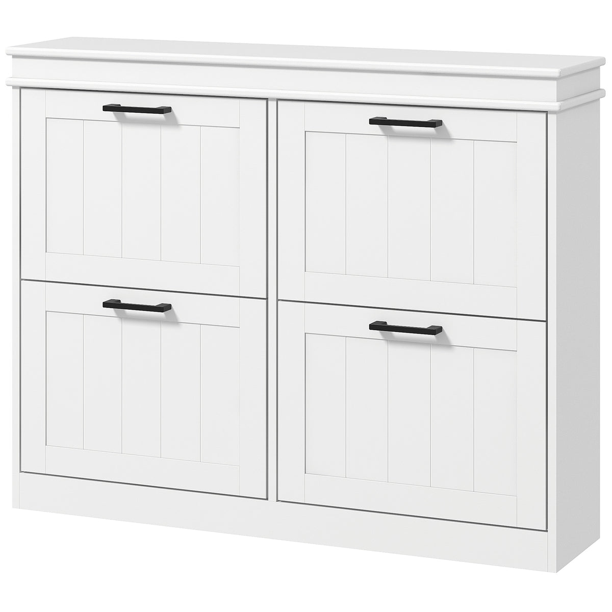 Narrow shoe storage cabinet with 4 flip drawers