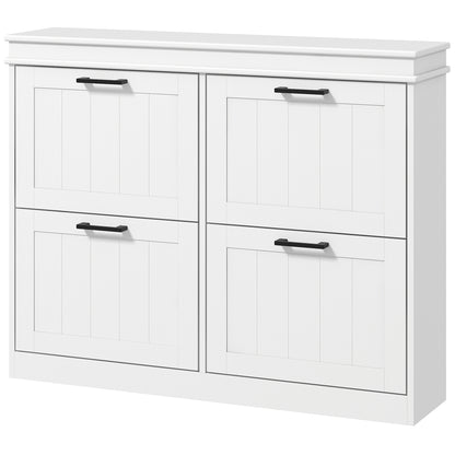 Narrow shoe storage cabinet with 4 flip drawers