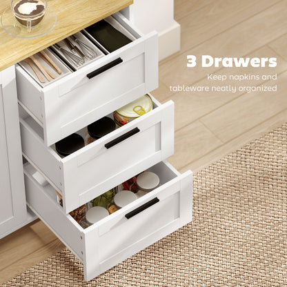 Sideboard Buffet Cabinet Soft-Close Doors 3 Drawers