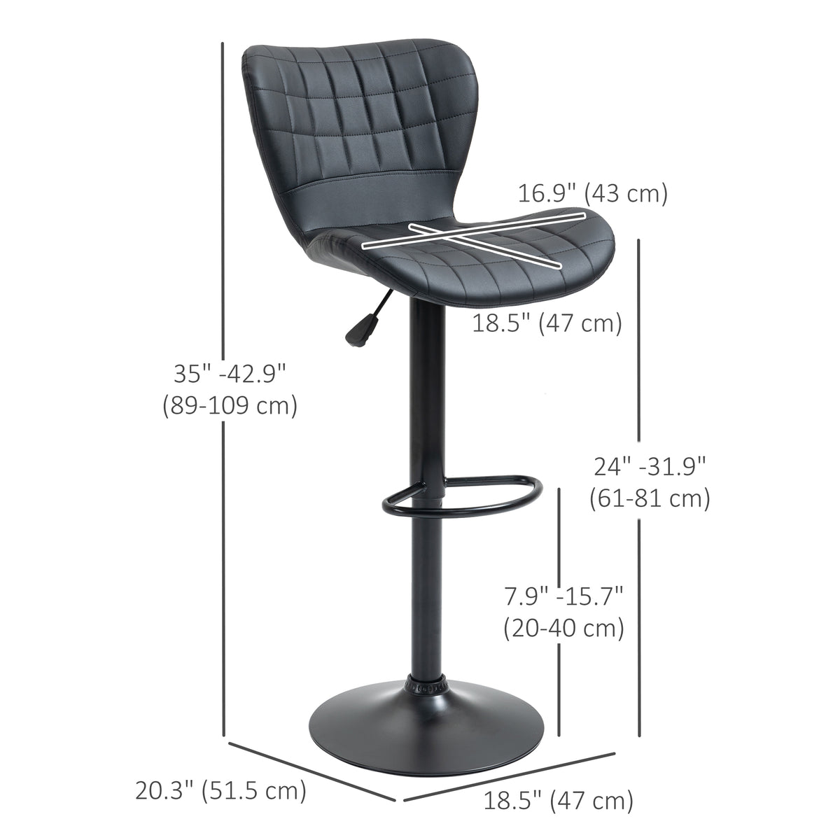 Taburetes de bar giratorios acolchados — Juego de 2