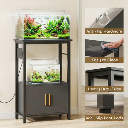 Mueble para acuario con enchufes y almacenamiento