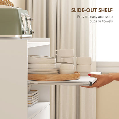 Kitchen cart on wheels with storage and drawer